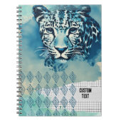 カスタム文字- Blue Leopard Notebook Journal ノートブック (正面)