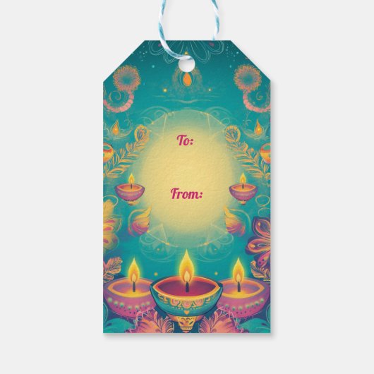 カスタム文字、Diwali Spark Illuminate & 祝 ギフトタグ (裏面)