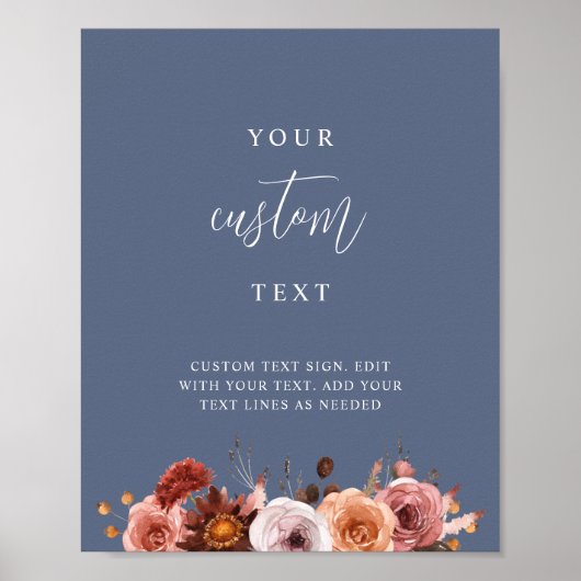 カスタム文字Blue Burgundyのサイン結婚を追加 ポスター (正面)