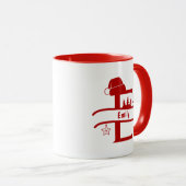 カスタム文字E名 | サンタの帽子 | モノグラム マグカップ (正面右)