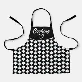 カスタム料理白黒花びらパターン エプロン