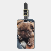 カスタム新しいペットの子犬2写真 ラゲッジタグ (正面縦)