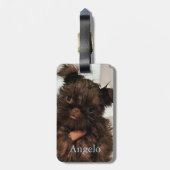 カスタム新しいペットの子犬2写真 ラゲッジタグ (裏面縦)