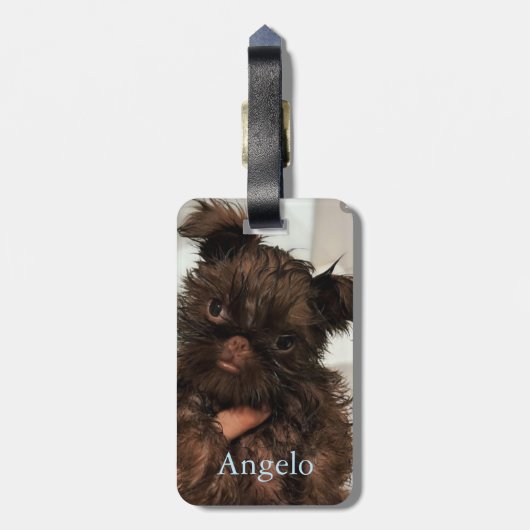 カスタム新しいペットの子犬2写真 ラゲッジタグ (裏面縦)