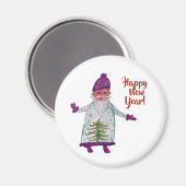 カスタム新年、サンタクロースのラウンドマグネット マグネット (正面/裏面)