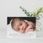 カスタム新生児ボ生まれたばかりのイ誕生統計 |写真 案内状 (スタンド正面)