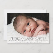 カスタム新生児ボ生まれたばかりのイ誕生統計 |写真 案内状 (正面)