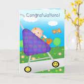 カスタム新生児/到着 カード (黄色い花)