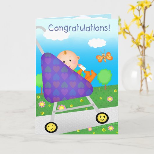 カスタム新生児/到着 カード (黄色い花)