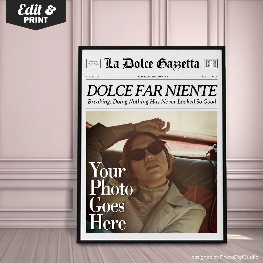 カスタム新聞ウォールアート Dolce Far Niente ポスター