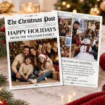 カスタム新聞クリスマスカード ユニークで楽しい写真
