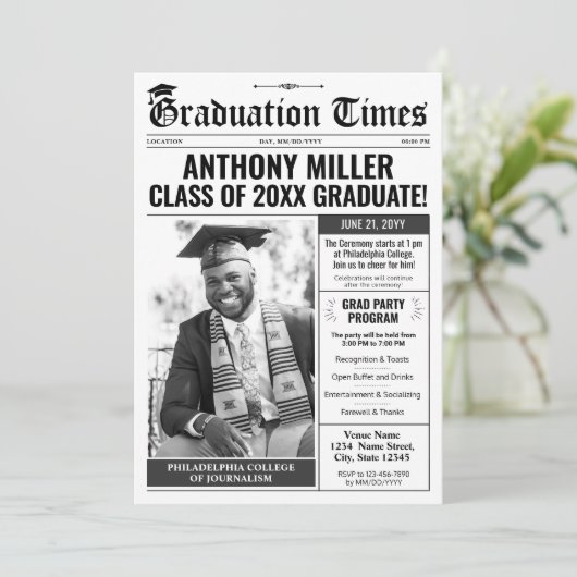 カスタム新聞卒業招待状発表 シーズンカード (スタンド正面)