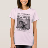 カスタム新聞風デザインの"I LOVE MY BOYFRIEND"Tシャツ Tシャツ (正面)