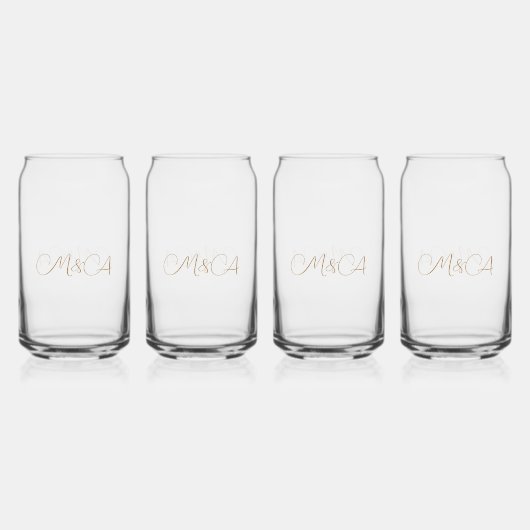 カスタム新郎新婦のイニシャルありがとう ガラス缶 (正面)