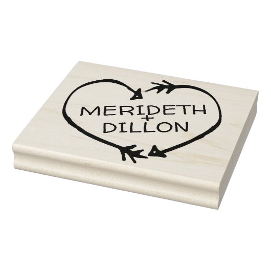 カスタム新郎新婦の名前の矢印ハート ラバースタンプ (スタンプ)