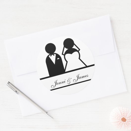 カスタム新郎新婦ネーム結婚式の引き出物シール ラウンドシール (封筒)