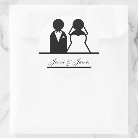 カスタム新郎新婦ネーム結婚式の引き出物シール ラウンドシール (バッグ)