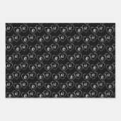 カスタム新郎新婦ブラック&ホワイトハートチャーム ラッピングペーパーシート (正面2)