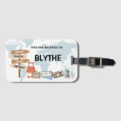 カスタム旅行バッグラベル – 作業、旅行、救繰り返し ラゲッジタグ (正面横)