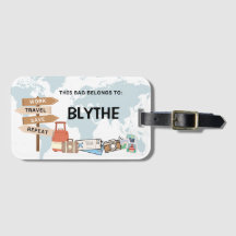 カスタム旅行バッグラベル – 作業、旅行、救繰り返し