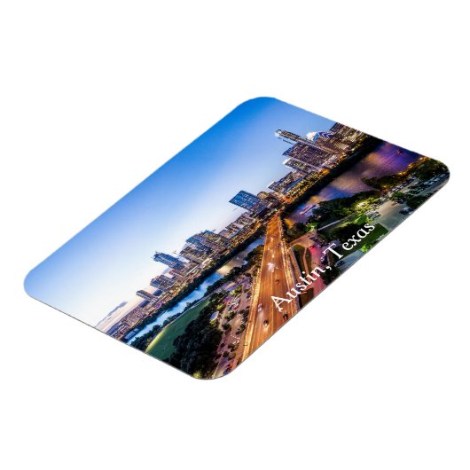 カスタム旅行パーソナライズされた土産オースティンスカイライン マグネット (左側)