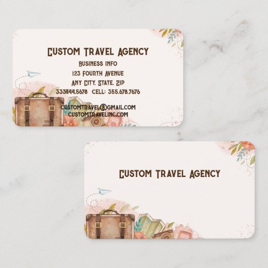 カスタム旅行代理店クルーズ休暇 名刺 (正面/裏面)