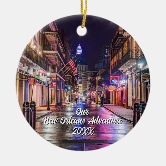 カスタム旅行写真 クリスマスツリー セラミックオーナメント (正面)