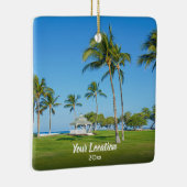 カスタム旅行写真、1年間の2つモダンのクリスマス セラミックオーナメント (右)