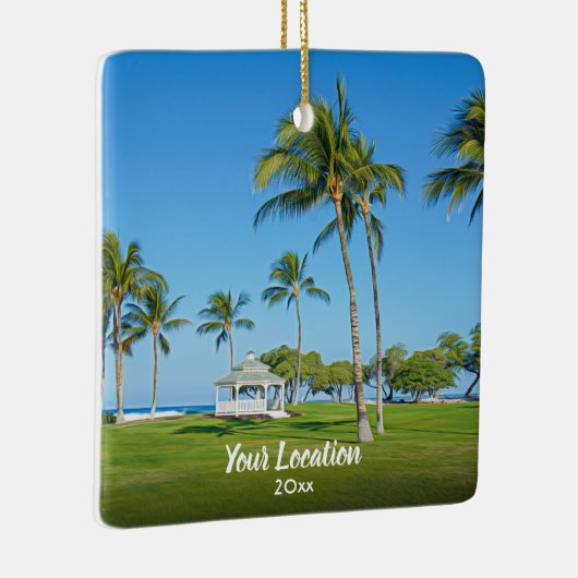 カスタム旅行写真、1年間の2つモダンのクリスマス セラミックオーナメント (右)