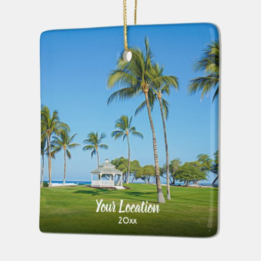 カスタム旅行写真、1年間の2つモダンのクリスマス セラミックオーナメント (左)