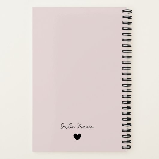 カスタム旅行日誌 |ピンクモダンとブラック ノートブック (裏面)