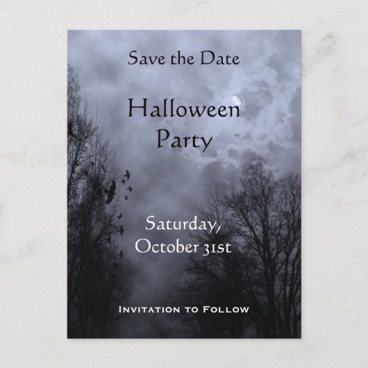 カスタム日付の青空の幽霊のよく出るポストカードを保存 案内ポストカード (正面)