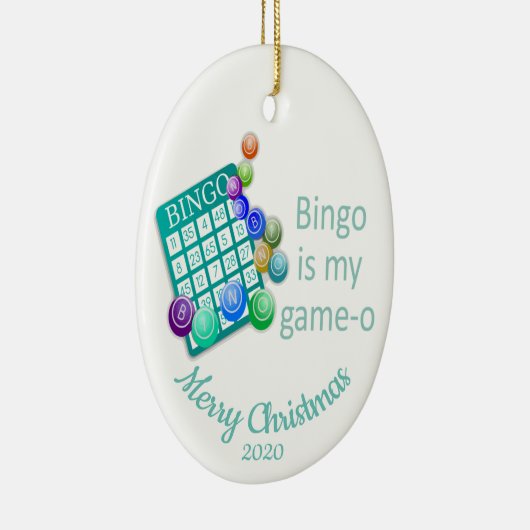 カスタム日付クリスマスおもしろいビンゴ引用文 セラミックオーナメント (右)