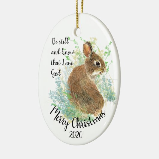 カスタム日付クリスマスはまだ私は神の引用文 セラミックオーナメント (左)