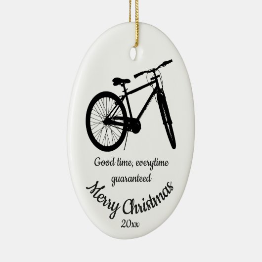 カスタム日付クリスマスサイクリンググッドタイム引用文 セラミックオーナメント (右)