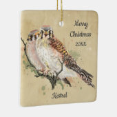 カスタム日付クリスマス水の色ケストレル、《鳥》ハヤブサ セラミックオーナメント (右)