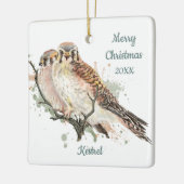 カスタム日付クリスマス水の色ケストレル、《鳥》ハヤブサ セラミックオーナメント (左)