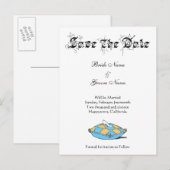 カスタム日付シンデレラスリッパをティール(緑がかった色)に保存 案内ポストカード (正面/裏面)