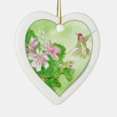 カスタム日付ハミングバードウォーター色の鳥、動物 セラミックオーナメント (右)