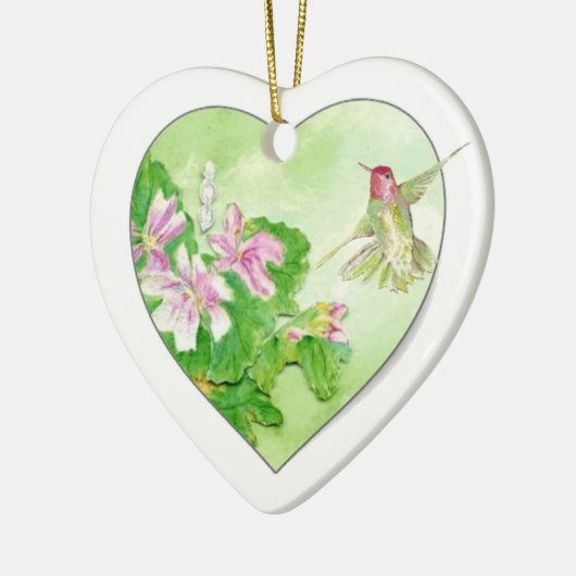 カスタム日付ハミングバードウォーター色の鳥、動物 セラミックオーナメント (左)
