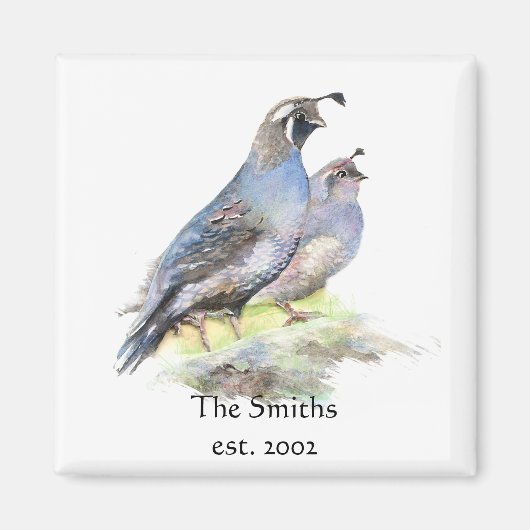 カスタム日付ファミリーモノグラムカリフォルニアウズルバード マグネット (正面)