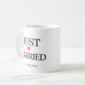 カスタム日付入り Just Married コーヒーマグカップ (正面左)