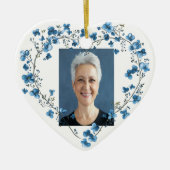 カスタム日付写真水彩花 セラミックオーナメント (正面)