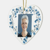 カスタム日付写真水彩花 セラミックオーナメント (左)