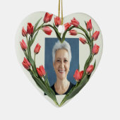 カスタム日付写真水彩花 セラミックオーナメント (右)