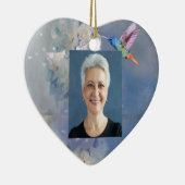 カスタム日付写真水彩花 セラミックオーナメント (右)