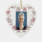 カスタム日付写真水彩花 セラミックオーナメント (右)