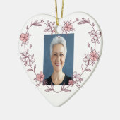 カスタム日付写真水彩花 セラミックオーナメント (左)