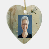 カスタム日付写真水彩花 セラミックオーナメント (右)