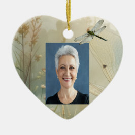 カスタム日付写真水彩花 セラミックオーナメント